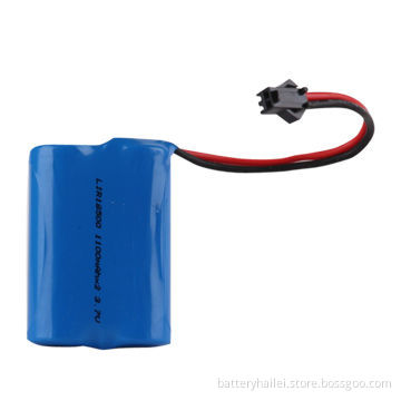 Lithium Battery Pack, LIR18500 with 3.7V Nominal Voltage, 1,100mAh Typical Capacity, UL-approved